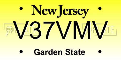 V37VMV New Jersey License Plate