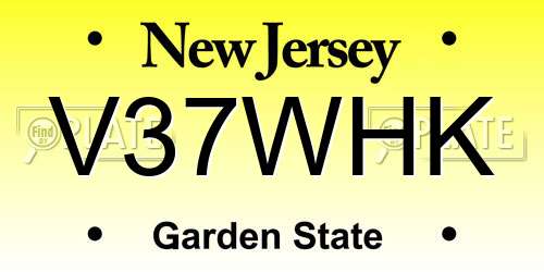 V37WHK New Jersey License Plate