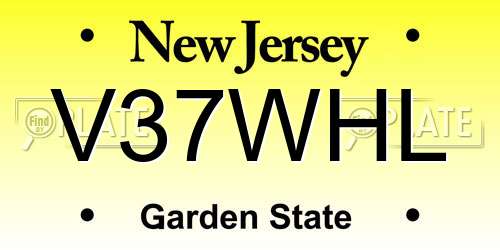 V37WHL New Jersey License Plate