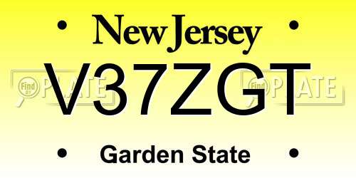 V37ZGT New Jersey License Plate