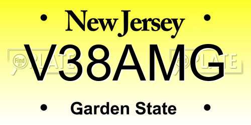 V38AMG New Jersey License Plate