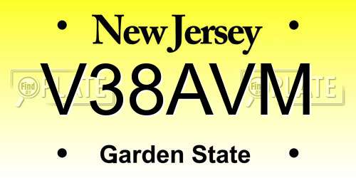 V38AVM New Jersey License Plate