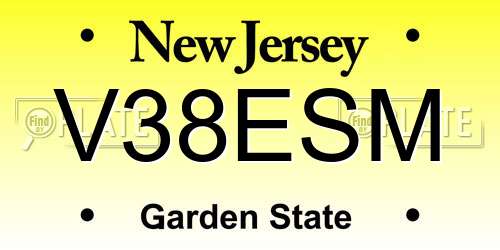 V38ESM New Jersey License Plate