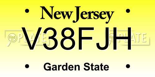 V38FJH New Jersey License Plate