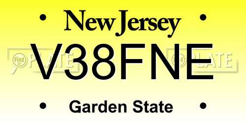 V38FNE New Jersey License Plate