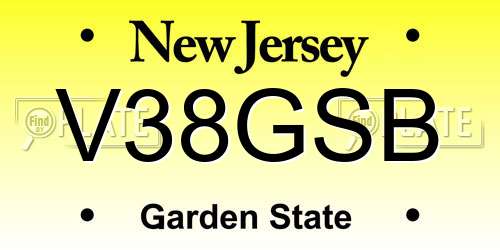 V38GSB New Jersey License Plate