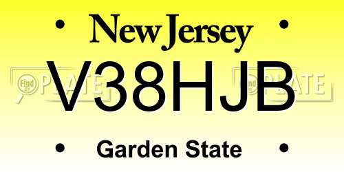 V38HJB New Jersey License Plate