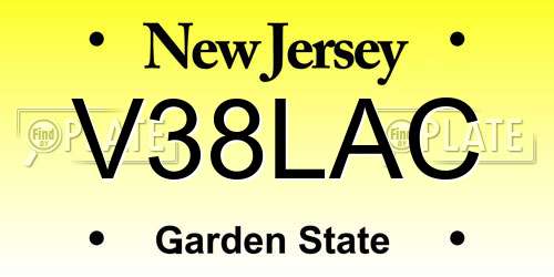 V38LAC New Jersey License Plate