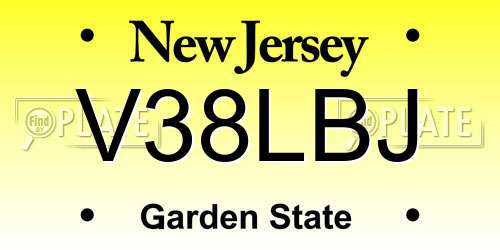 V38LBJ New Jersey License Plate