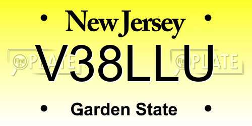 V38LLU New Jersey License Plate