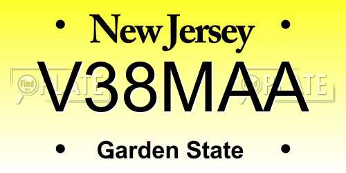 V38MAA New Jersey License Plate