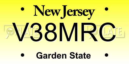V38MRC New Jersey License Plate