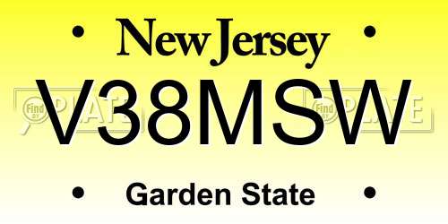 V38MSW New Jersey License Plate