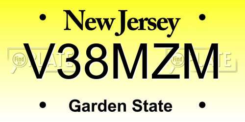 V38MZM New Jersey License Plate