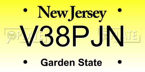 V38PJN New Jersey License Plate