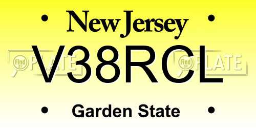 V38RCL New Jersey License Plate
