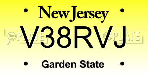 V38RVJ New Jersey License Plate