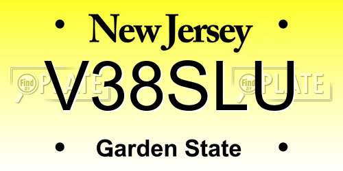 V38SLU New Jersey License Plate