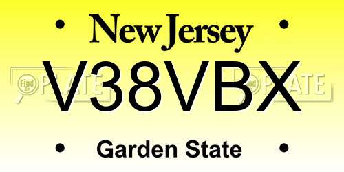 V38VBX New Jersey License Plate