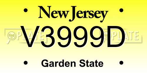 V3999D New Jersey License Plate