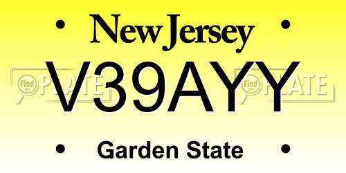 V39AYY New Jersey License Plate