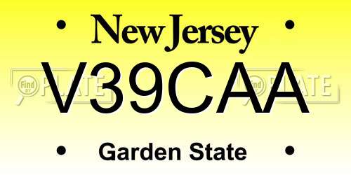 V39CAA New Jersey License Plate