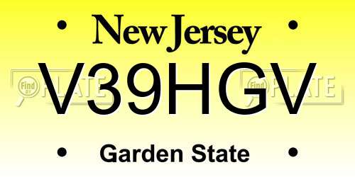 V39HGV New Jersey License Plate
