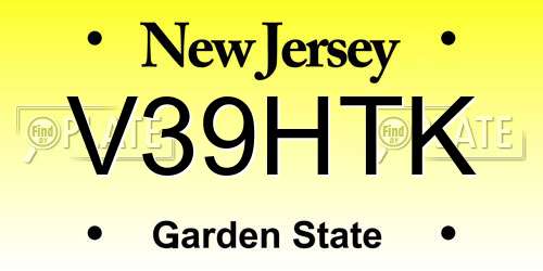 V39HTK New Jersey License Plate