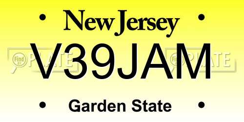 V39JAM New Jersey License Plate