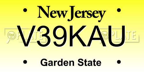V39KAU New Jersey License Plate