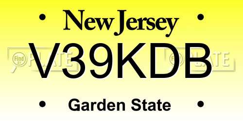 V39KDB New Jersey License Plate