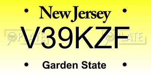 V39KZF New Jersey License Plate