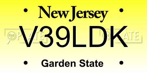 V39LDK New Jersey License Plate