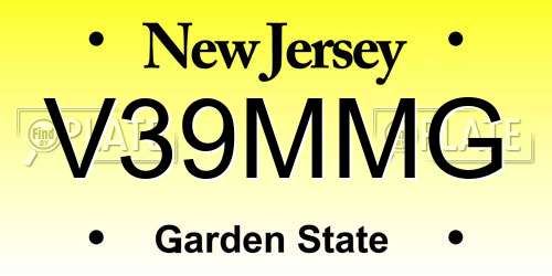 V39MMG New Jersey License Plate