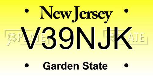 V39NJK New Jersey License Plate