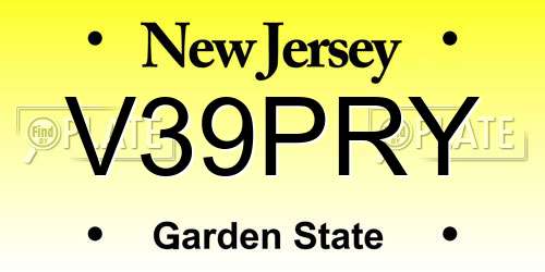 V39PRY New Jersey License Plate