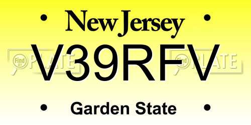 V39RFV New Jersey License Plate