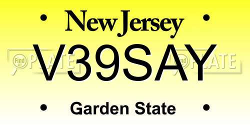 V39SAY New Jersey License Plate