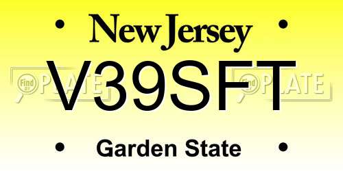 V39SFT New Jersey License Plate
