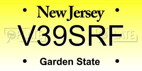 V39SRF New Jersey License Plate
