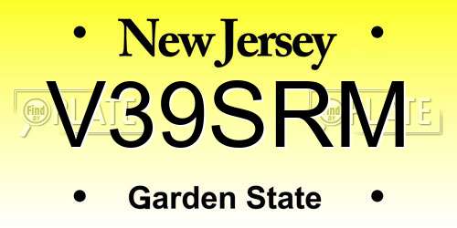 V39SRM New Jersey License Plate