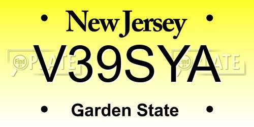 V39SYA New Jersey License Plate