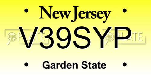 V39SYP New Jersey License Plate