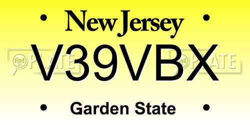 V39VBX New Jersey License Plate