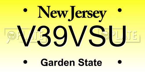 V39VSU New Jersey License Plate