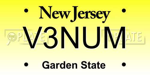 V3NUM New Jersey License Plate