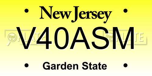 V40ASM New Jersey License Plate