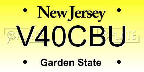V40CBU New Jersey License Plate