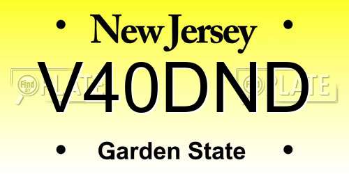 V40DND New Jersey License Plate