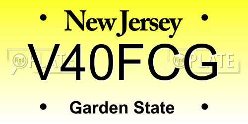 V40FCG New Jersey License Plate